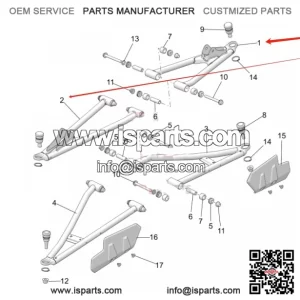 1025575-458 - MATTE BLACK FRONT LEFT UPPER A-ARM for Polaris Crew XD Size Pro Gas Models