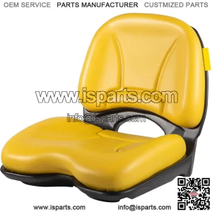 VEVOR Universal Tractor Seat, Industrial High Back, Waterproof PVC Lawn and Garden Mower Seat Replacement, Steel Frame Forklift Seat with Drain Holes, Compatible with Excavators, Lawn Mowers, Forklifts, Yellow