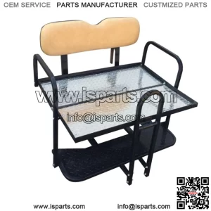 Flip-Back Seat Kit for EZGO Golf Cart TXT Model (Tan) with Armrests.