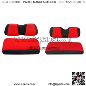 Front and Rear Golf Cart Seat Cover Set for Club Car DS EZGO RXV TXT Red Black