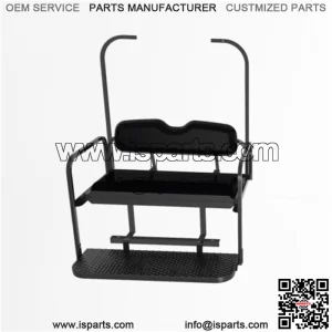 Club Car DS Old Black Rear Flip Seat with Roof Supports (1982-2000.5)