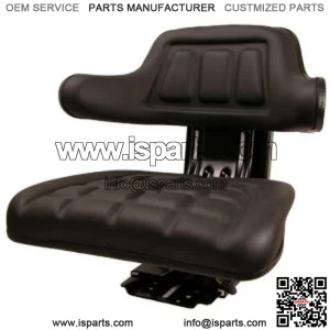 Black Universal Tractor Seat With Full Suspension and Adjustable Angle Base