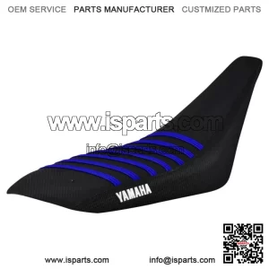 Yamaha YFZ 450 Gripper Seat Cover 2004 - 2013  all BLACK w/ BLUE ribs LOGO #200