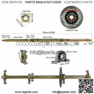 32 Inch Rear Driveshaft Hub Sprocket Kit for ATV Quad Trike Go Kart Golf Cart