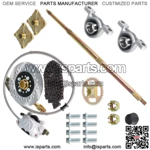 Drift Trike Go Kart Rear Live Axle Kit, Hub, Brake Assembly,Chain,Hub