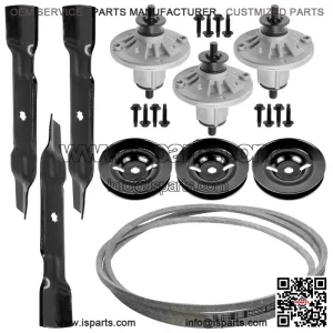 48-Inch Deck Spindle Pulley Blade Belt Kit for John Deere 44L777 Z245 EZtrak Residential