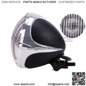 Headlight Lamp Finned Grill Chrome For Harley Cruiser Choppers Bobber Cafe Racer