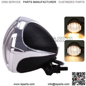 Headlight Light Finned Prison Grill For Harley Chopper Bobber Cafe Racer Cruiser