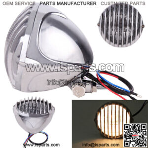 Motor Headlight Finned Grill Fit for Harley Chopper Bobber Cafe racer Chrome