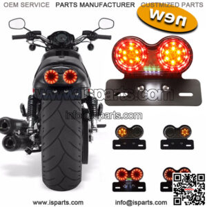 Motorcycle LED Dual Twin Tail Turn signal Brake License Plate Integrated Light