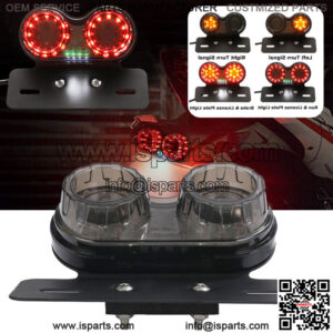 Motorcycle LED Twin Dual Tail Integrated Turn Signal Brake License Plate Light
