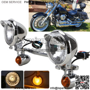 Motorcycle Passing Driving Fog Spot Light Bar w/ Turn Signals Bracket For Harley