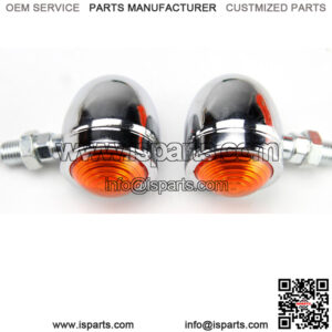 Motorcycle Turn Signals Amber Chrome Bullet Light For Harley Cafe Bobber Chopper