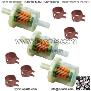 3 Inline Fuel Filters 49019-7001 and 49019-7005 With Hose Clamps Fits kawasa