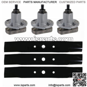 3 Blades 3 Spindles Set 48 Deck Fits John Deere L130 L120 Mowers GY20785 GX20250