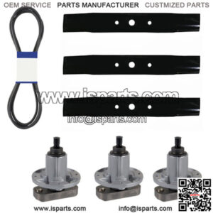 Deck Blade Spindle Belt Kit Combo Set 48" Cut Deck Fits John Deere L120 L130 Mow
