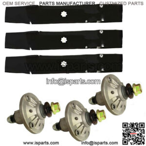 3 Spindles & Blades Fits John Deere LA130 LA165 D140 AM141033 GY21098 GY2045