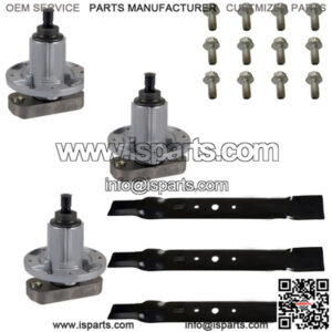 Deck Kit Blades Spindles Bolts Fits John Deere 48" Cut L120 L130 Mowers