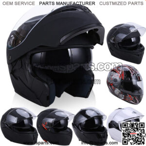 Full Face Gloss Black Motorcycle Helmet w/ Clear Flip Up Visor - DOT Approved