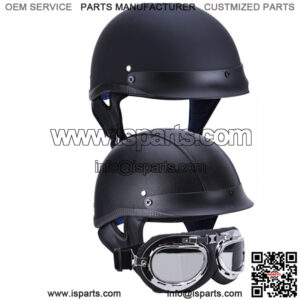 Motorcycle Half Helmet Goggle German Novelty Flat Black Cruiser Biker M L XL XXL