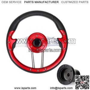 Golf Cart Steering Wheel & Black Hub Adapter for Club Car Precedent -Red