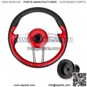 Red Golf Cart Steering Wheel for YAMAHA Carts with Black Hub Adapter