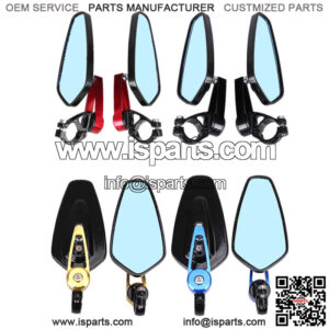 Motorcycle ATV 7/8" CNC Handle Bar End Side Rearview Mirrors For Honda Kawasaki