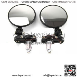 Motorcycle CNC Aluminum Rearview 3" Handle Bar End 7/8" Side Mirrors Round Black