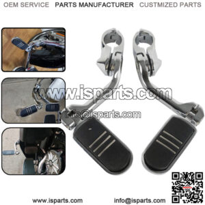 Chrome Long Highway Foot Pegs Fit For Harley Road King Street Glide 1-1/4" Bars