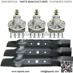 3 BLADES 3 SPINDLES SET 48" DECK FITS JOHN DEERE L130 L120 GY20785 GX20250