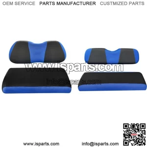 Front and Rear Golf Cart Seat Cover Set for Club Car DS EZGO RXV TXT Blue Black