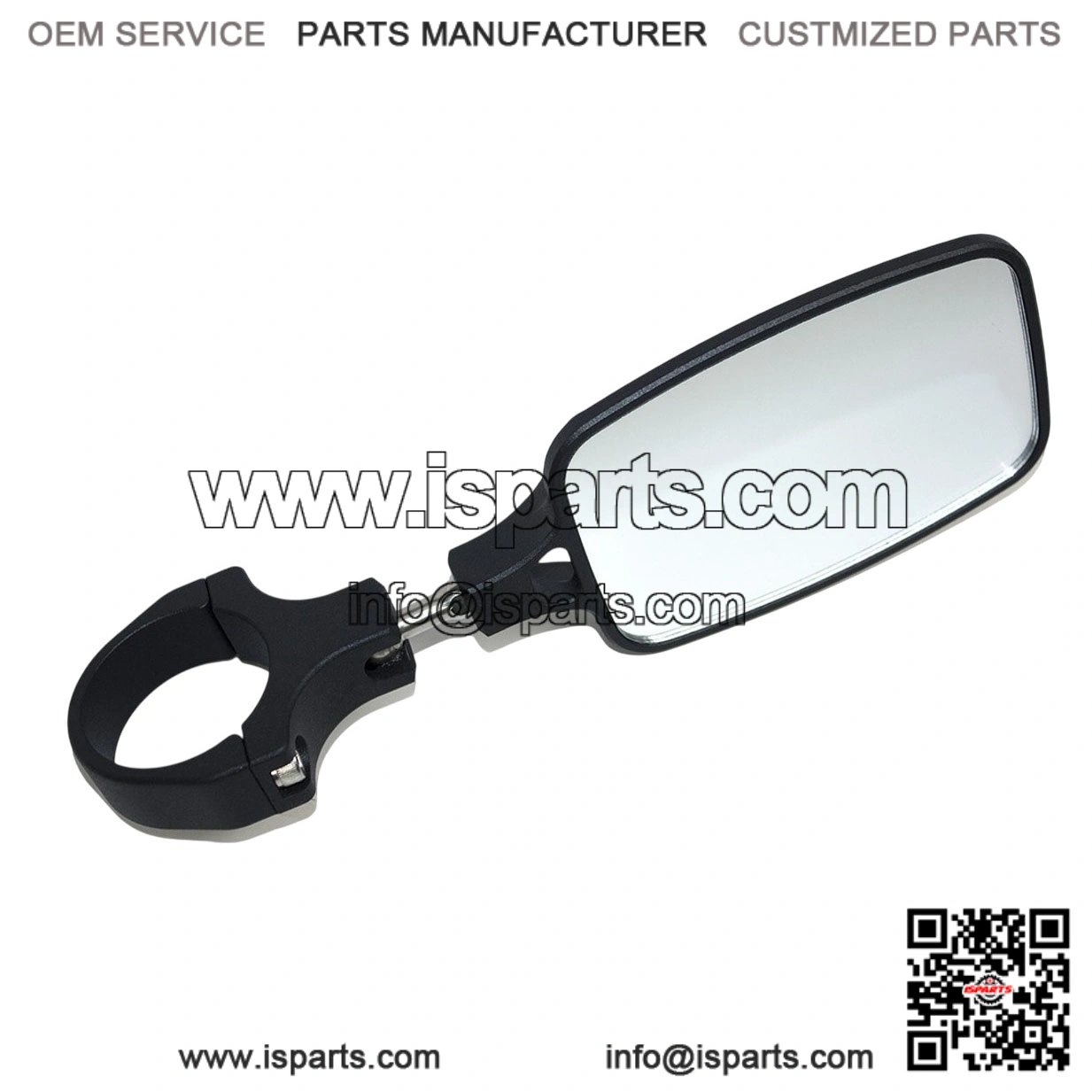 Black Clamp-On 2-Inch Billet Aluminum Break-Away Side View Mirror for Can-Am Commander/Maverick - Image 2