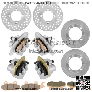For Yamaha Rhino 700 YXR700 4X4 08-13 Front Rear Brake Caliper Disc Rotor With Pad