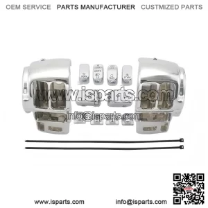 Chrome Hand Control Switch Housing Cover & 10x Button Cap ?C for Harley Touring 96-13