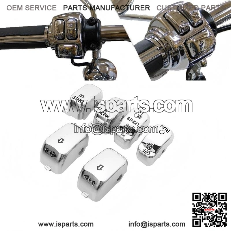 Chrome Hand Control Switch Cap Button Kit ?C 6pcs for Harley Softail Sportster Dyna