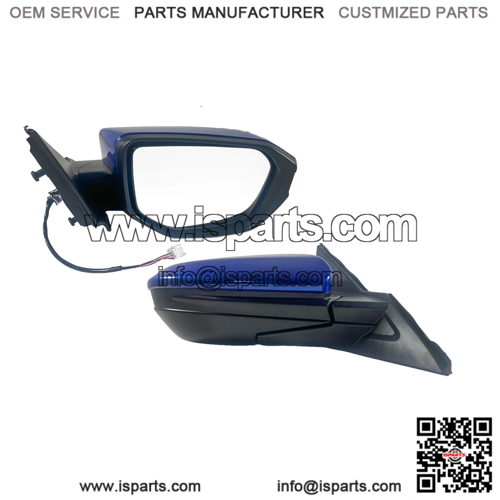 Right Passenger Side Door Mirror for 2016-2021 Honda Civic LX SE Sport, Power Mirror Adjust, Manual Fold, Non-Heated, Match to Aegean Blue Metallic Pearl, Replace 76208TBAC03ZA, HO1321283 (3 Pins)