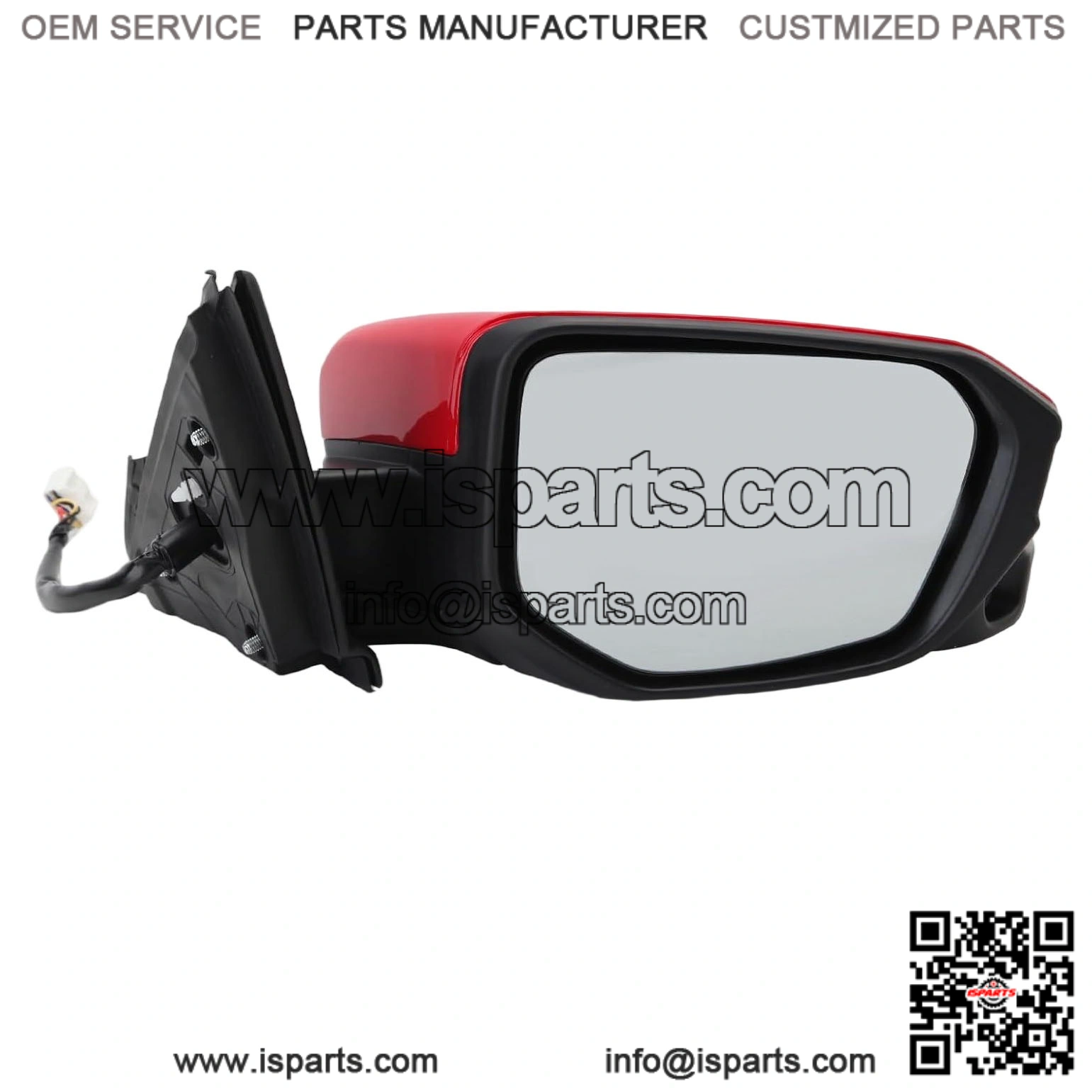 Passenger Side Door Mirror Compatible with 2016-2021 Honda Civic Sedan/Coupe/Hatchback Lx/Ex/Sport, Power Heated with Camera, Red