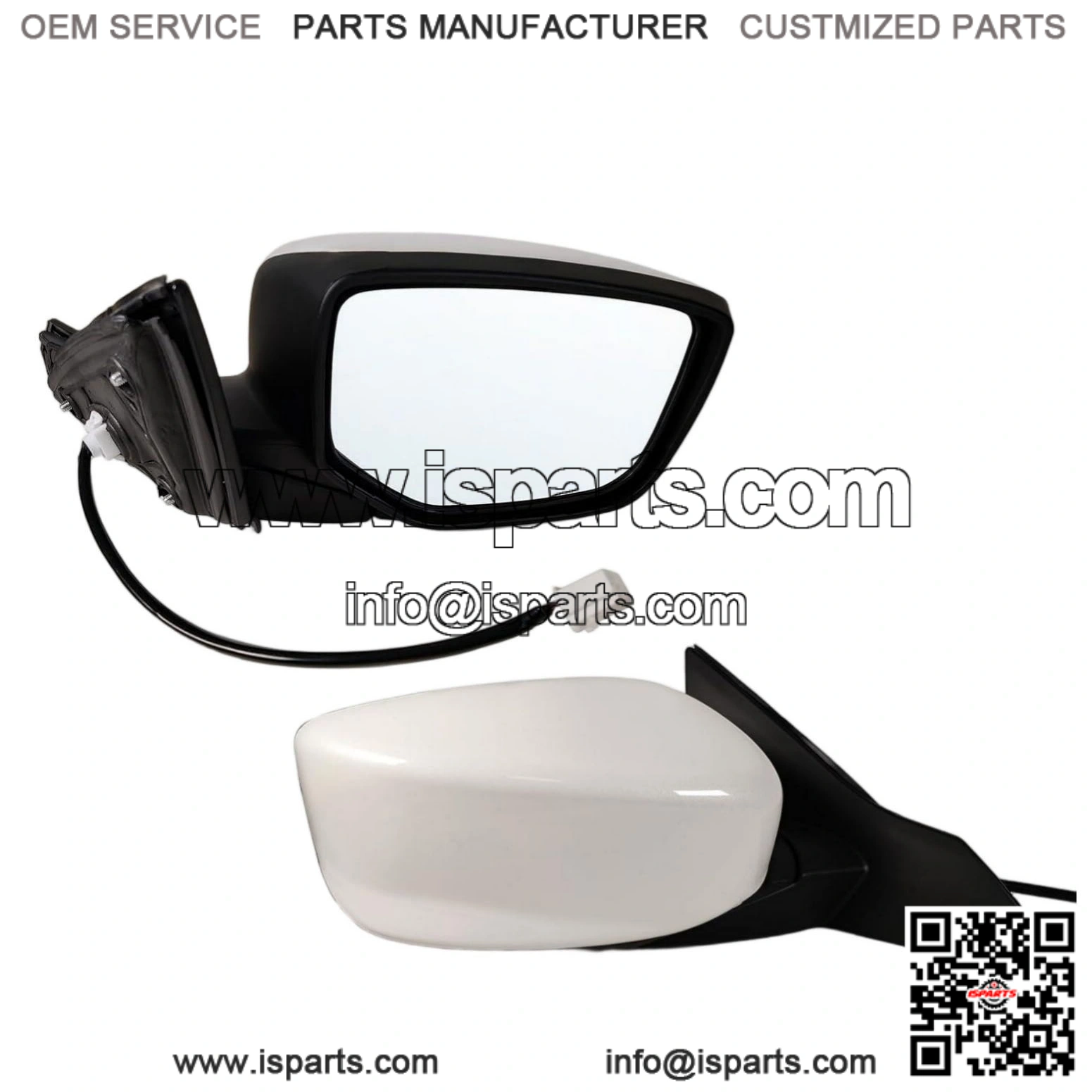 Right Passenger Side Mirror Fits 2013-2017 Honda Accord Sedan/Coupe, Power Glass, Without Heated, Without Turn Signals, Without Blind Spot, Match White, Replace 76208T2FA11 (3 Pins)
