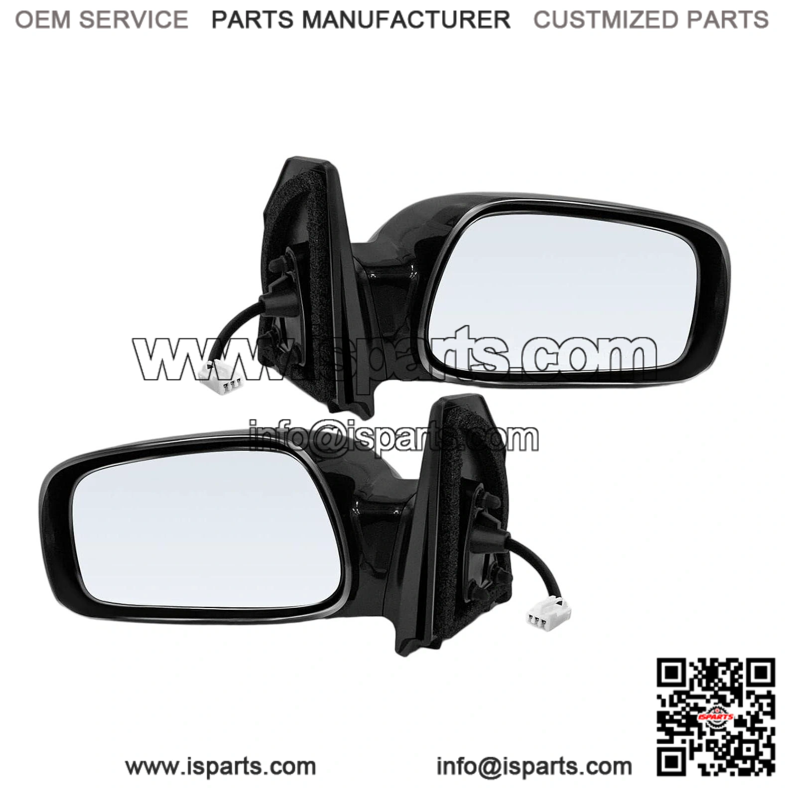 Pair (2) Driver and Passenger Side Power Door Mirror Compatible with Toyota Corolla 2003-2008, Non-Heated, Non-Folding, Black Outside Rear View Mirror, Replace # 8791002380