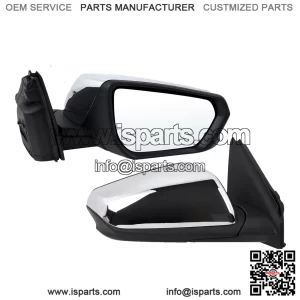 Right Passenger Side Mirror Compatible With 2018-2024 Chevy Equinox, Manual Folding, Power Glass, Heated, Chrome, Replace # 84225383 (5 Pins)