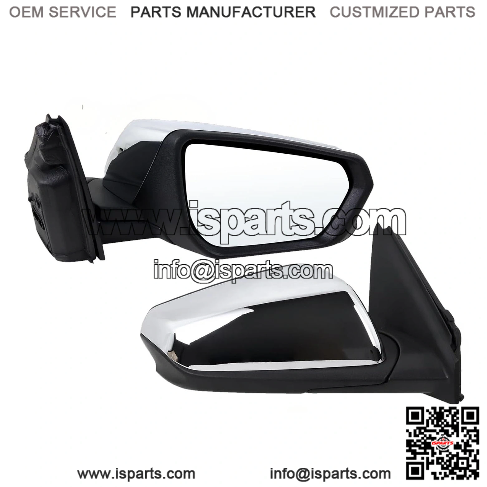 Right Passenger Side Mirror Compatible With 2018-2024 Chevy Equinox, Manual Folding, Power Glass, Heated, Chrome, Replace # 84225383 (5 Pins)