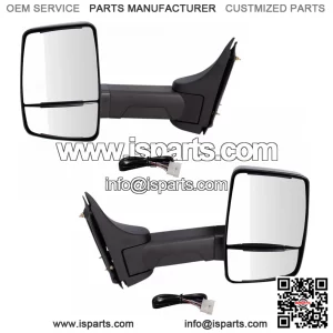 2pc Tow Mirror, Power, Textured Black Set LH RH Sides for GM Cutaway Van Box Truck