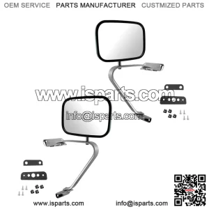 Driver and Passenger Side Mirror Assembly Set, Manual, Smooth, Foldaway, Compatible with 1980-1991 Ford F-150, 1987-1991 Ford Bronco