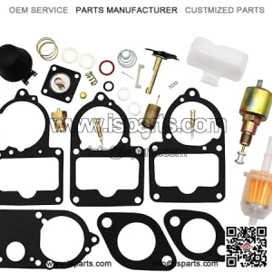 KIPA VW SOLEX Brosol Bocar Carburetor Rebuild Kit for 28 30 34 PICT-3 with Float & 12V Cut Off Solenoid