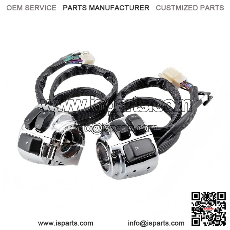Chrome 1" Handlebar Control Switches with Wiring Harness for Harley Sportster Dyna