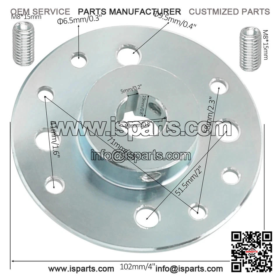 Sprocket Hub Adapter with Keyway for Mini Bikes, Dune Buggies, Drift Trikes, and Go Karts. - Image 2