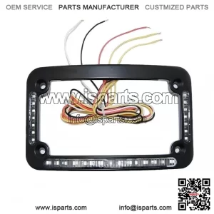 Dual LED Curved License Plate Frame ?C with Brake or Turns ?C Black Finish for Motorcycle