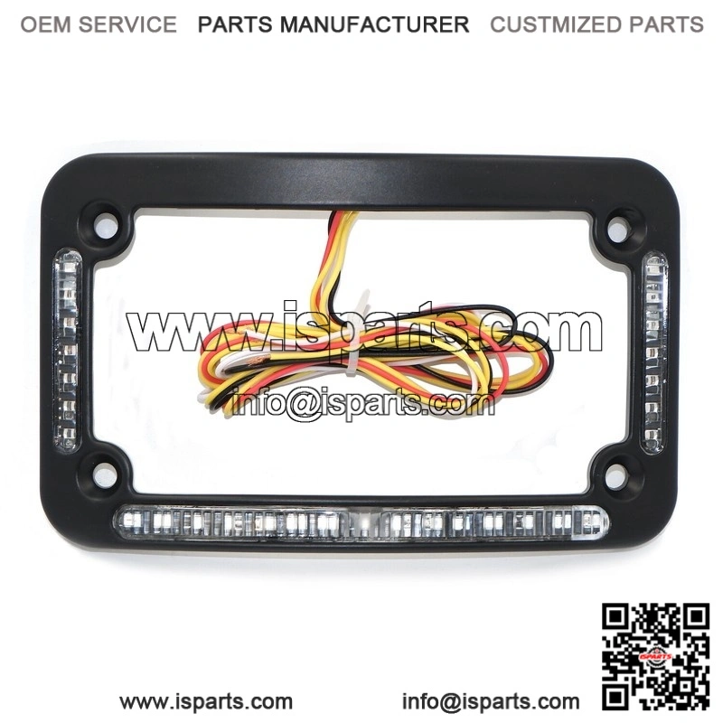 Dual LED Curved License Plate Frame ?C with Brake or Turns ?C Black Finish for Motorcycle - Image 2