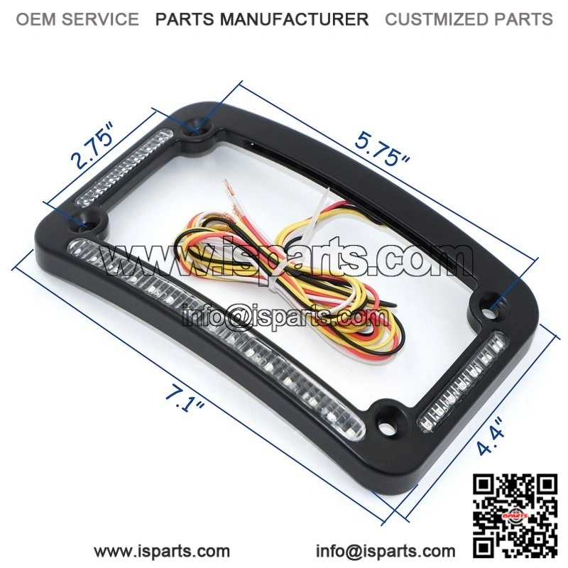 Dual LED Curved License Plate Frame ?C with Brake or Turns ?C Black Finish for Motorcycle - Image 3
