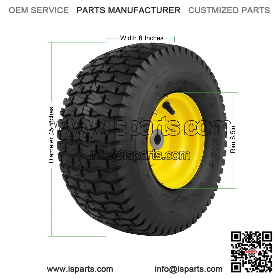 Front Lawn Tractor Tires (2 Pieces) ?C 15x6-6 ?C Fits Cub Cadet XT1 LT50, LT46, Super LT-1550, LTX-1046 KW - Image 3